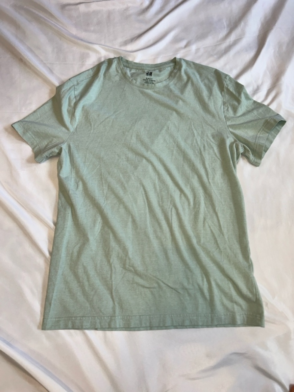 H&M Men's Light Mint Crew Neck Short Sleeve Tee